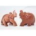 Handmade Figure Animal Elephant pair Natural Brown Sandstone Decorative Item PP
