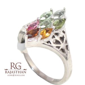 Rajasthan Gems Ring Silver 925 Sterling Women Natural Tourmaline Gem Stone Handmade Filigree Gift F254