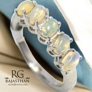 Rajasthan Gems Unisex Ring 925 Sterling Silver Opal Gem Stone Handmade Men Women Gift F271