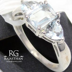 Rajasthan Gems Ring 925 Sterling Silver Natural Aquamarine Gem Stone Handmade Women Gift F275