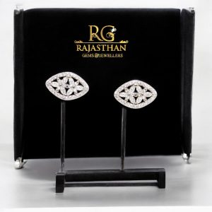 Rajasthan Gems Stud Studs Earrings 925 Sterling Silver Cubic Zirconia CZ Stone Handmade Women Gift F460