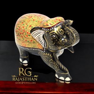 Rajasthan Gems Wood Wooden Statue Elephant Figurine Engrave Hand Painted Natural Colour Figure Home Decor Gift F495