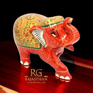 Rajasthan Gems Wood Wooden Statue Elephant Figurine Engrave Hand Painted Natural Colour Figure Home Decor Gift F498