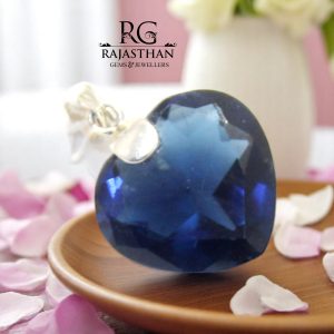 Rajasthan Gems Charm Heart Pendant 925 Sterling Silver Blue Cubic Zirconia Stone Women Handmade Gift F641