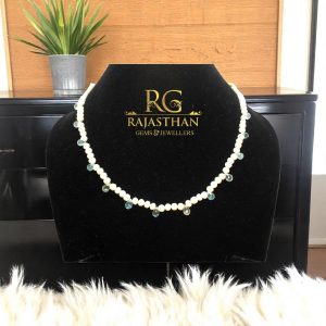 Rajasthan Gems Adjustable Necklace Strand 1 Line Natural Aquamarine Briolette Bead Gem Stone & Freshwater Pearl Women Gift F646