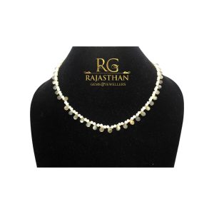 Rajasthan Gems Adjustable Necklace 1 Line Strand String Beaded Jewellery Women Natural Labradorite & Freshwater Pearl Gem Stone Beads Gift F655
