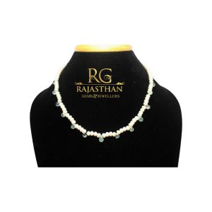 Rajasthan Gems Adjustable Necklace Strand 1 Line Natural Aquamarine Briolette Bead Gem Stone & Freshwater Pearl Women Gift F666