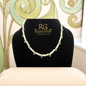 Rajasthan Gems Adjustable Necklace Strand 3 Line Natural Aquamarine Briolette Bead Gem Stone & Freshwater Pearl Women Gift F670