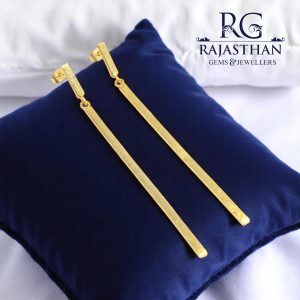 Rajasthan Gems Dangle Designer Earrings Brass Gold Rhodium Hand Texture Textured Handmade Women Gift F694