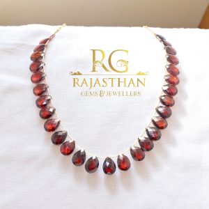 Rajasthan Gems Necklace 1 Line Strand String Beaded Mala Maroon Drop Cubic Zirconia Stone Hand Strung F717