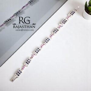 Rajasthan Gems Bracelet Silver Sterling 925 Jewelry Natural Aquamarine Gem Stone & Diamond Women Handmade Gift Diamonds Gemstone F747