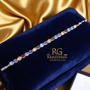 Rajasthan Gems Bracelet Silver Sterling 925 Jewelry Natural Topaz Amethyst Garnet Gem Stone Women Handmade Gift F768