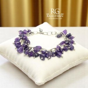 Rahasthan Gems Bracelet Silver Sterling 925 Jewelry Natural Amethyst Gem Stone Women Handmade Gift F774