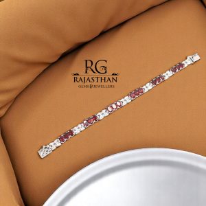 Rajasthan Gems Bracelet Silver Sterling 925 Jewelry Natural Garnet Gem Stone & Cubic Zirconia CZ Women Handmade Gift F775