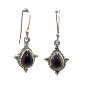 Rajasthan Gems Dangle Earrings 925 Sterling Silver Natural Garnet Gem Stone Handmade Women Gift G014