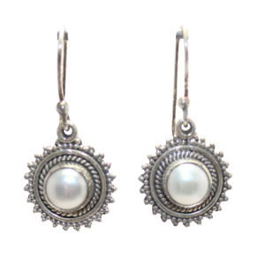 Rajasthan Gems Dangle Earrings 925 Sterling Silver Freshwater Pearl Gem Stone Handmade Women Gift G016