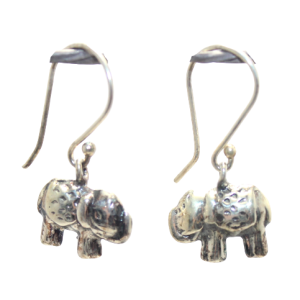 Rajasthan Gems Drop Dangle Solid Elephant Earrings 925 Sterling Silver Hand Engraved Handmade Women Gift G017
