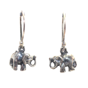 Rajasthan Gems Drop Dangle Solid Elephant Earrings 925 Sterling Silver Hand Engraved Handmade Women Gift G020