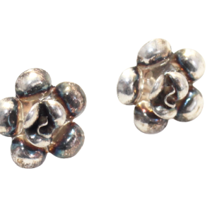 Rajasthan Gems Flower Stud Earrings Silver 925 Sterling Women Stone Handmade Gift G025