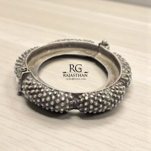 Rajasthan Gems Bracelet Bangle Kada Antique Old Silver Traditional Handmade Hand Crafted Tribal Jewellery Openable Women Gift G086