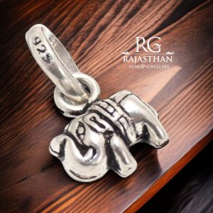 Rajasthan Gems Elephant Charm Pendant 925 Sterling Silver Animal Engraved Men Women Unisex Handmade Gift G114
