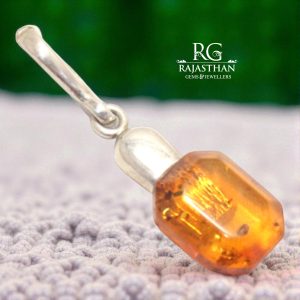 Rajasthan Gems PH Artistic Pendant 925 Sterling Silver Amber Stone Men Women Unisex Handmade Gift G144