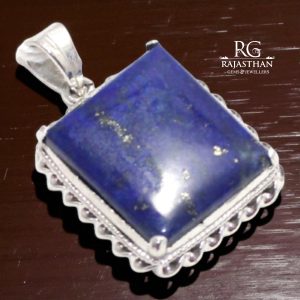 Rajasthan Gems Pendant 925 Sterling Silver Natural Lapis Lazuli Gem Stone Men Women Unisex Handmade Gift G150