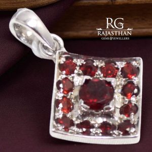 Rajasthan gems Pendant 925 Sterling Silver Natural Garnet Gem Stone Men Women Unisex Handmade Gift G158