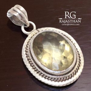 Rajasthan Gems Pendant 925 Sterling Silver Natural Golden Topaz Gem Stone Men Women Unisex Handmade Gift G160