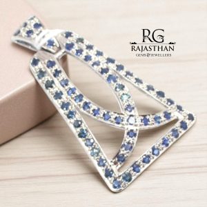 Rajasthan Gems Pendant 925 Sterling Silver Natural Blue Sapphire Gem Stone Men Women Unisex Handmade Gift Rajasthan G161