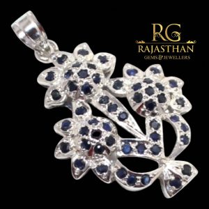 Rajasthan Gems Pendant 925 Sterling Silver Natural Blue Sapphire Gem Stone Men Women Unisex Handmade Gift Rajasthan G175