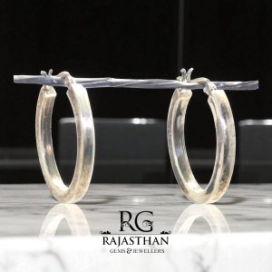 Rajasthan Gems Bali Hoop Earrings Silver 925 Sterling Women Gift Handmade Gift G244