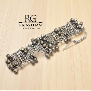 Rajasthan Gems Antique Bracelet Old Silver Traditional Rattle Bell Sound Design Jewelry Women Handmade Gift G246