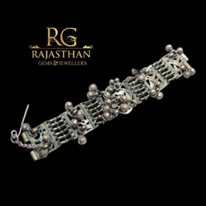 Rajasthan Gems Antique Bracelet Old Silver Traditional Rattle Bell Sound Design Jewelry Women Handmade Gift G250
