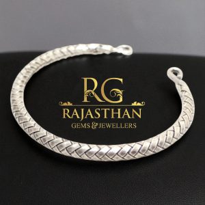 Rajasthan Gems Bangle Cuff Kada Solid Sterling Silver 925 Jewelry Handmade Textured Women Men Unisex India Traditional G348