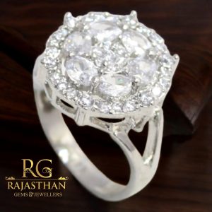Rajasthan Gems Ring Silver 925 Sterling Cubic Zirconia CZ Zircon Stone Handmade Women Gift Designer G381
