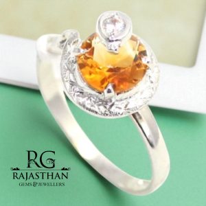 Rajasthan Gems Cobra Snake Ring 925 Sterling Silver Natural Golden Topaz & Cubic Zirconia CZ Stone Unisex Women Men Handmade Gift G392
