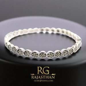 Rajasthan Gems Bangle Kada Bracelet Openable 925 Sterling Silver Marcasite Stone Women Handmade GIft G426