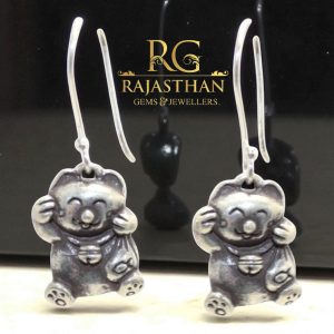 Rajasthan Gems Charm Earrings 925 Sterling Silver Feng Shui Lucky Traditional Handmade Women Gift G452