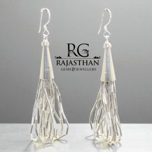 Rajasthan Gems Designer Earrings 925 Sterling Silver Vintage Handmade Women Gift G463