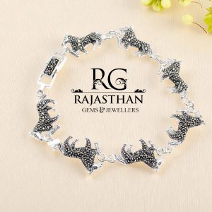 Rajasthan Gems Rajasthan Gems Charm Horse Bracelet Openable 925 Sterling Silver Marcasite Stone Women Handmade Gift G484