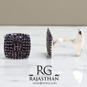 Rajasthan Gems Mens Cufflinks Cufflink Sterling Silver 925 Black Cubic Zirconia Zircon Stone Handmade Men Gift G490