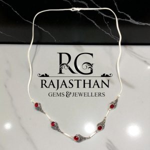 Rajasthan Gems Necklace Earrings Jewelry Set 925 Sterling Silver Designer Marcasite & Red Onyx Gem Stone Handmade Women Gift G515