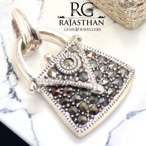 Rajasthan Gems Purse Handbag Charm Pendant 925 Sterling Silver Marcasite Stone Women Handmade Gift G625