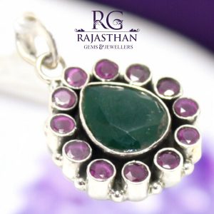 Rajasthan Gems Pendant 925 Sterling Silver Natural Onyx Gem Stone Men Women Unisex Handmade Gift G627