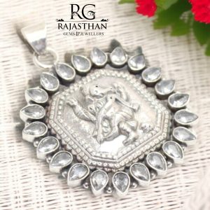 Rajasthan Gems Pendant God Ganesha Ganesh 925 Sterling Silver Cubic Zirconia CZ Stone Women Unisex Handmade Gift G628