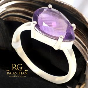 Rajasthan Gems Ring 925 Sterling Silver Women Men Unisex Natural Amethyst Gem Stone Gemstone Handmade Gift G649