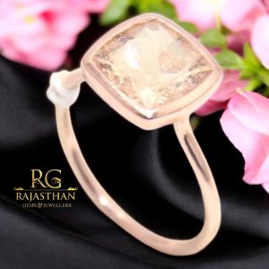 Rajasthan gems Ring 925 Sterling Silver Pink Rose Gold Rhodium Women Natural Morganite Gem Stone Gemstone Handmade Gift G658