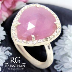 Rajasthan Gems Ring 925 Sterling Silver Women Men Unisex Natural Multi Sapphire Gem Stone Gemstone & Cubic Zirconia CZ Handmade Gift G671