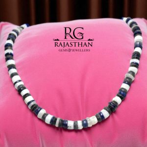 Rajasthan Gems Beaded Necklace Mala Natural Lapis Lazuli Labradorite, Rainbow Gem Stone Women Gift G778